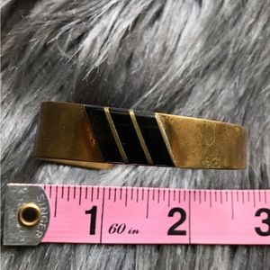 Bronze and onyx wrist cuff bracelet
